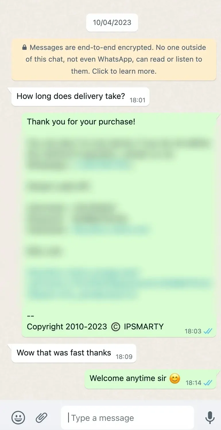 WhatsApp Customer Review 3